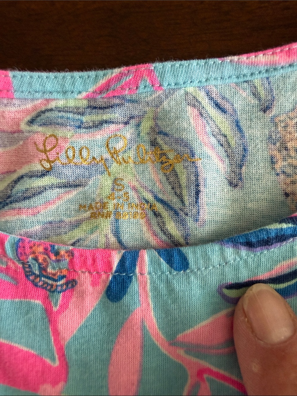 Lilly Pulitzer Girls Aqua & Pink Tropical Print dress